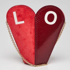 Gucci Red/Pink Leather And Python Valentines Day Small Heart Bag